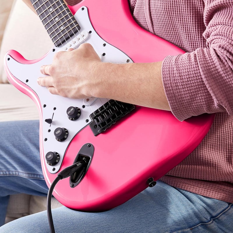 LyxPro CS 39” Left Hand Electric Guitar Kit for Beginner, Intermediate & Pro Players with Guitar, Amp Cable, 6 Picks & Learner’s Guide, Solid Wood Body, Volume/Tone Controls, 5-Way Pickup - Pink - Image 5